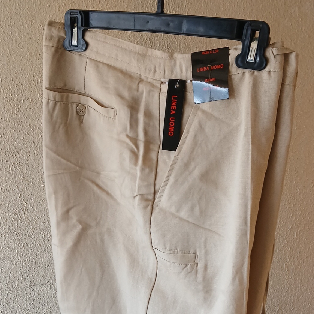 Tan Chinos with Lightweight Fabric and Flat Front